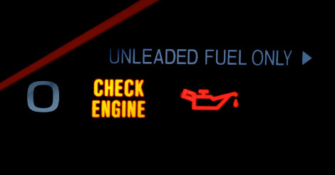 470x246 Car Diagnostics Check Engine Light On In Yellow Oil Pan