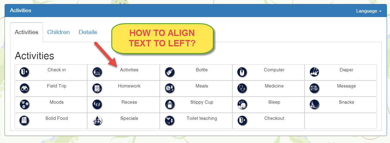 1279x469 Left Alignment Of Text And Icon In Bootstrap Button With Custom