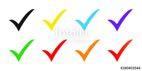 500x250 Set Of Colored Check Mark Icons Tick Symbol, Tick Icon Vector