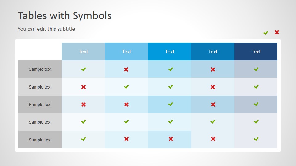 960x540 Tables With Symbols For Powerpoint