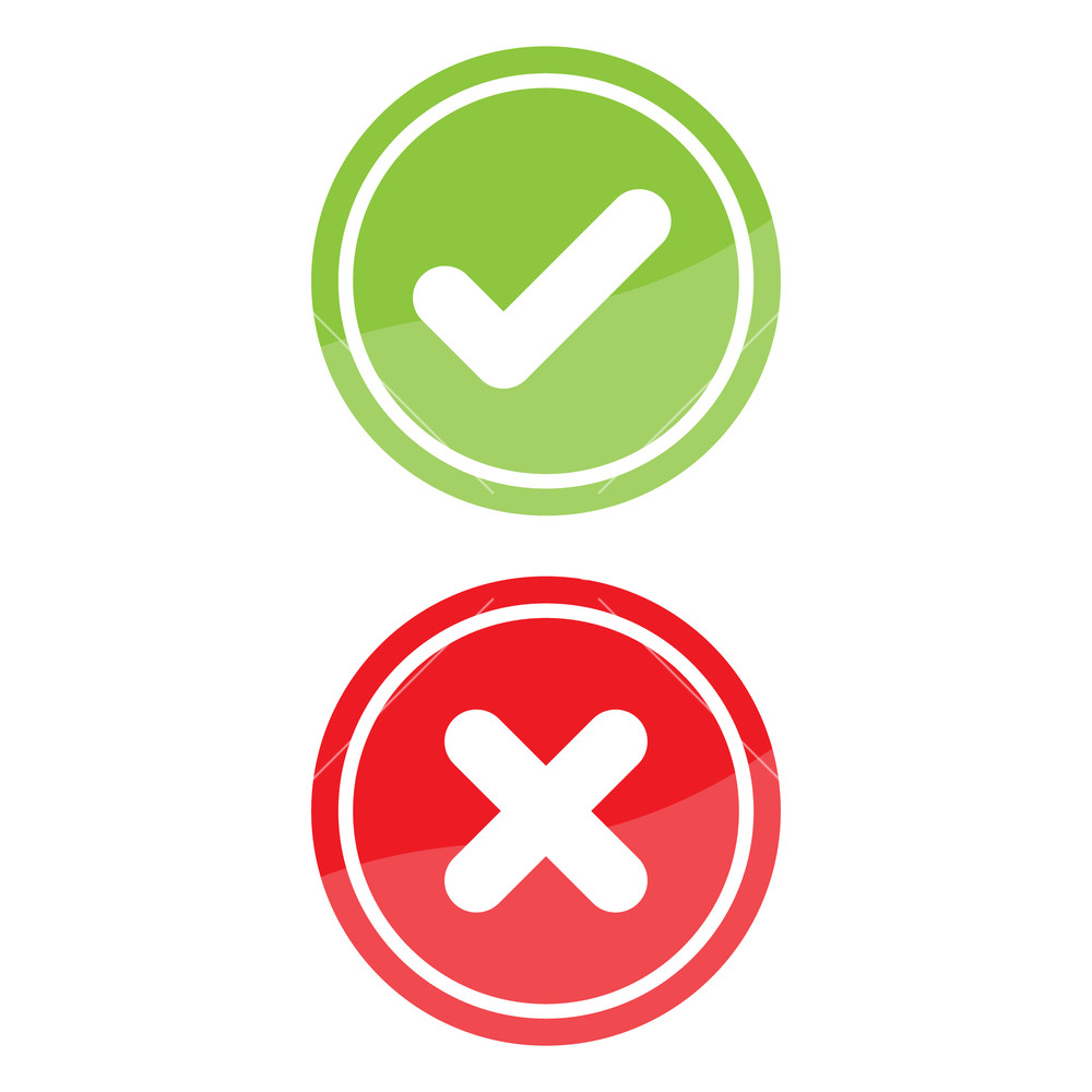 1000x1000 Check Mark And X Mark Right And Wrong Vector Illustration