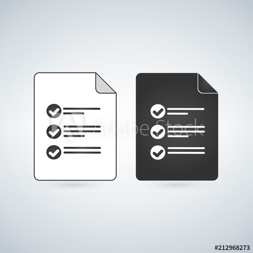 500x500 Text Document Vector Icon With Notes And Checkmark Flat Sign