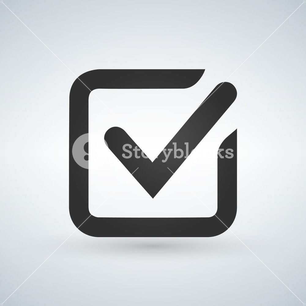 1000x1000 Illustration Of Check Mark Icon In Square, Vector Illustration