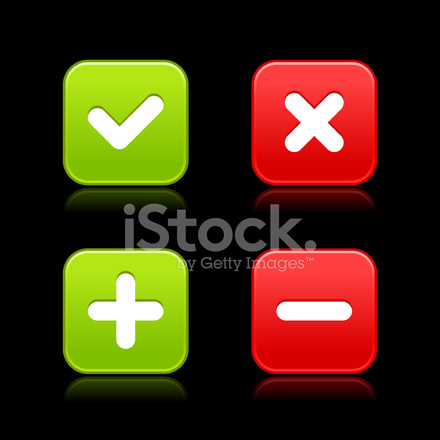 440x440 Square Icon Plus Minus Check Mark Delete Sign Web Button Stock