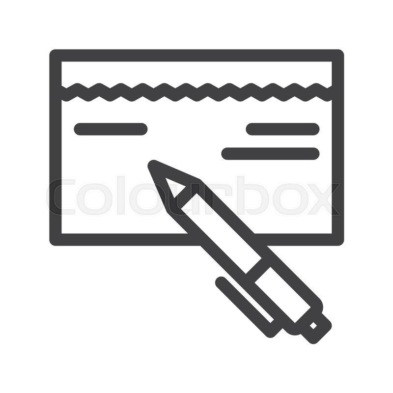 800x800 Checkbook And Pen Line Icon, Outline Stock Vector Colourbox