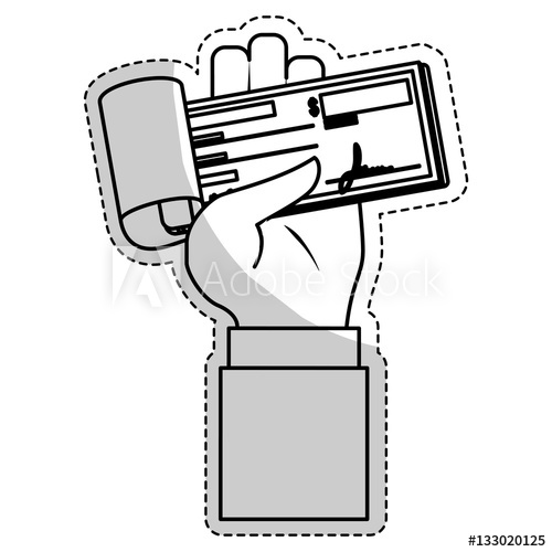 500x500 Hand With Checkbook Icon Over White Background Mobile Payments