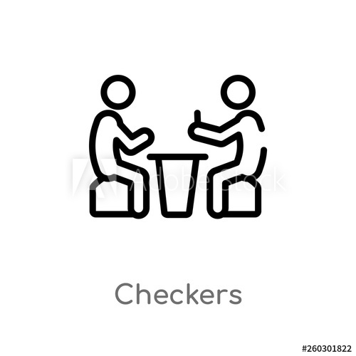 500x500 Outline Checkers Vector Icon Isolated Black Simple Line Element