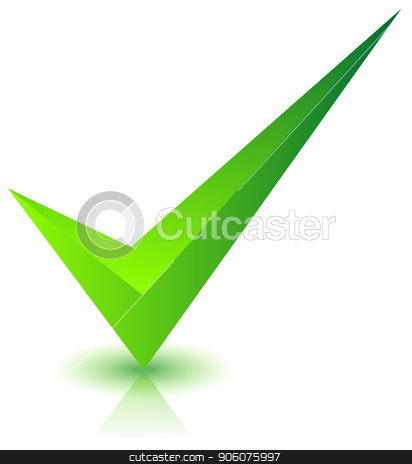 412x464 Checkmark Icon With Shadow And Reflection On White Stock Vector