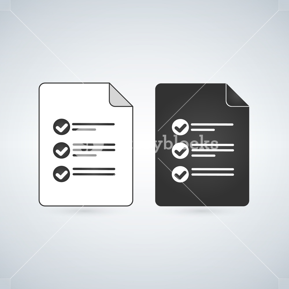 1000x1000 Text Document Vector Icon With Notes And Checkmark Flat Sign