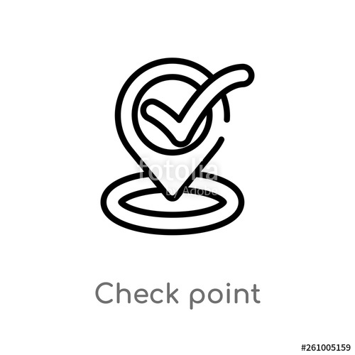500x500 Outline Check Point Vector Icon Isolated Black Simple Line