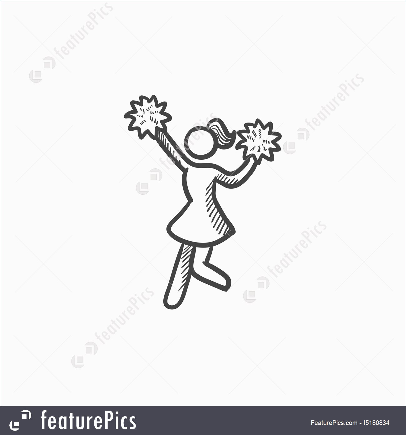 1300x1392 Cheerleader Sketch Icon Illustration