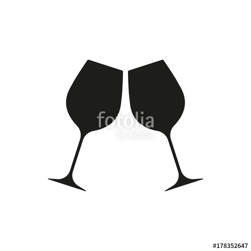 500x500 Cheers Icon Isolated On White Background Two Wine Glasses Icon