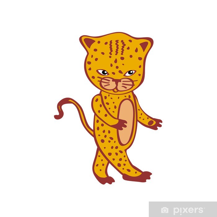 700x700 Cute Leopard Cartoon Cheetah Vector Hand Drawn Icon Wall Mural