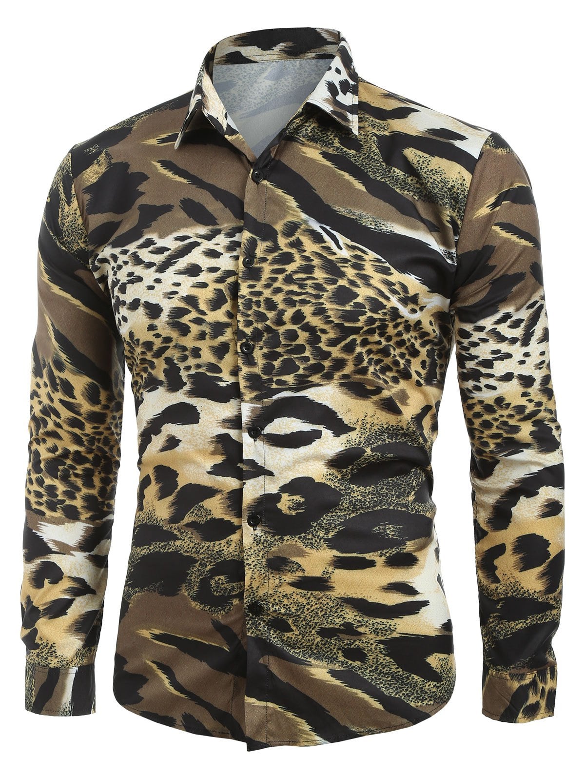 1200x1596 Off Cheetah Print Button Up Casual Shirt Rosegal