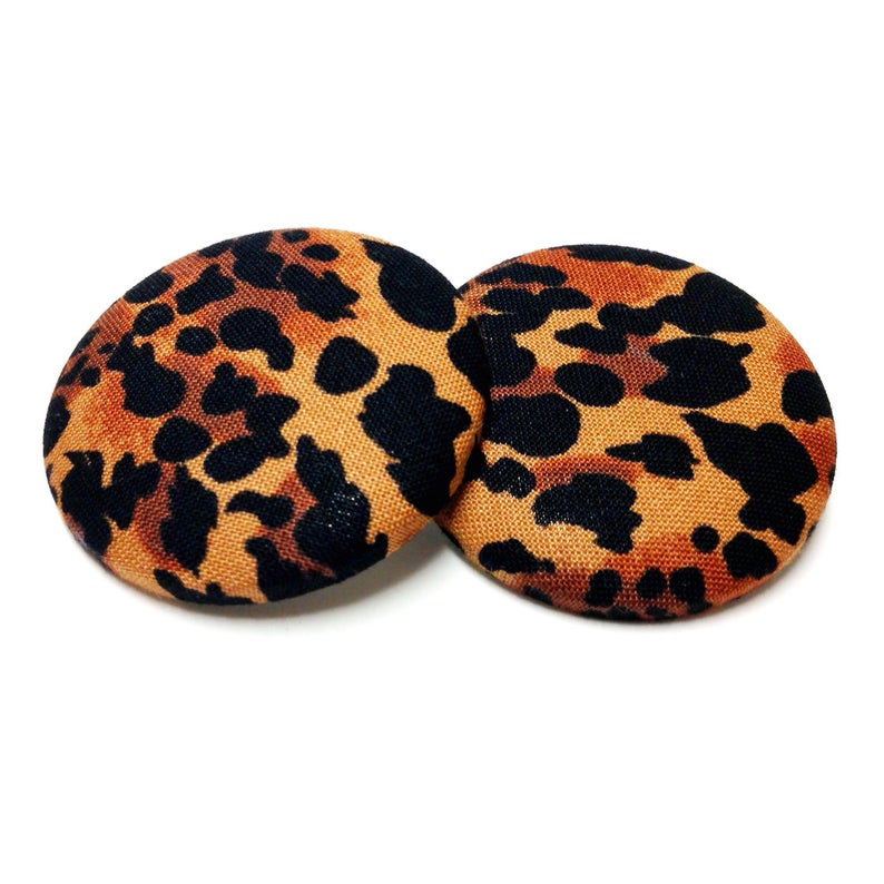794x794 Dark Cheetah Print Button Earrings Etsy