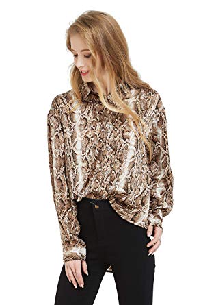 316x445 Tronjori Womens Oversized Long Sleeve Button Down Leopard Snake