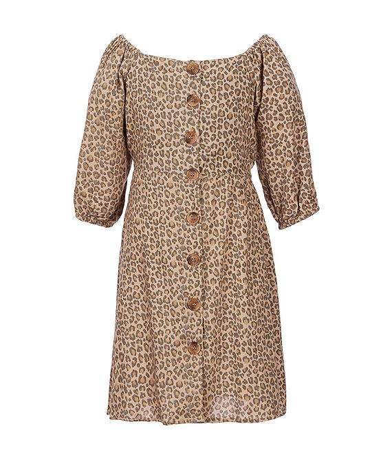 570x661 Angie Big Girls Cheetah Print Button Down A Line Dress