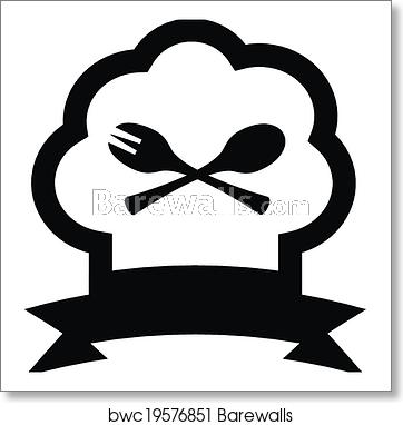 362x382 Chef Hat Icon With Spoon And Fork, Art Print Barewalls Posters