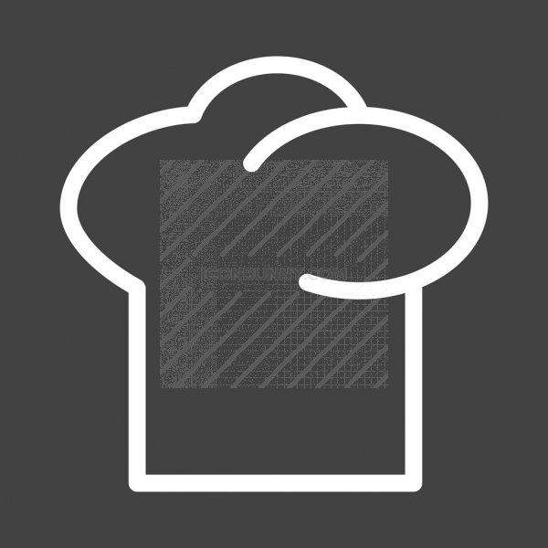 600x600 Chef's Hat Line Inverted Icon
