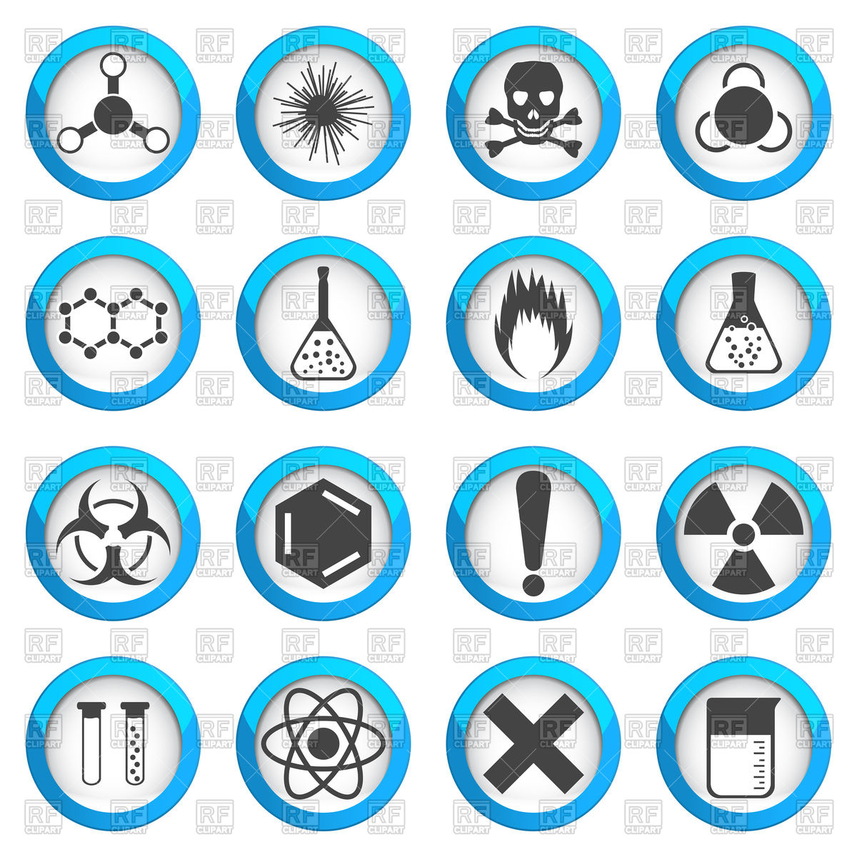 1200x1200 Chemical Icons Set On Light Round Plates Vector Image Of Icons