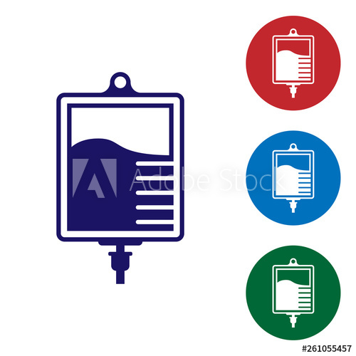 500x500 Blue Iv Bag Icon Isolated On White Background Blood Bag Icon