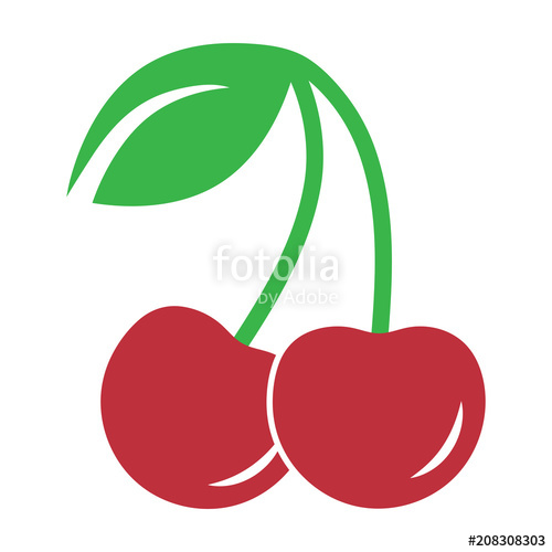 500x500 Minimalist, Flat Cherry Icon Isolated On White Stock Image