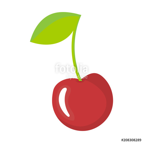 500x500 Simple, Flat Cherry Icon Isolated On White Stock Image