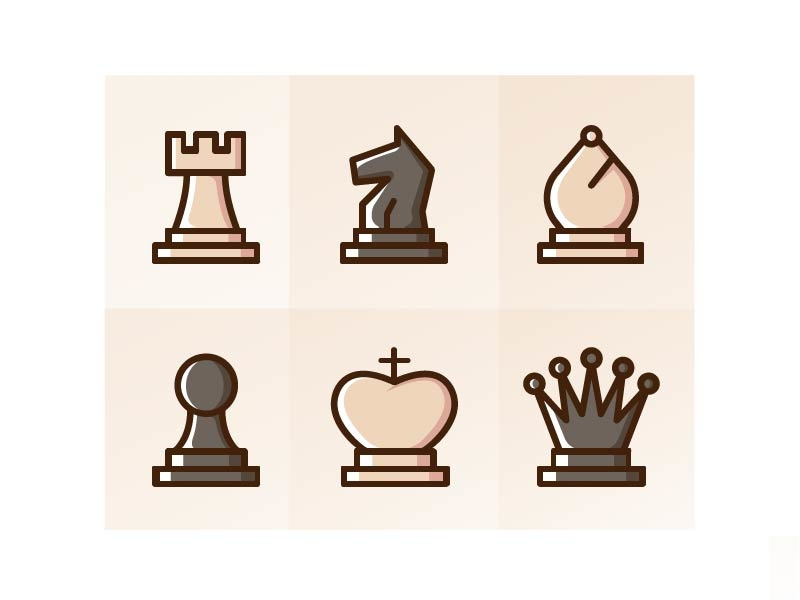 800x600 Chess Icons In Filled Line Style