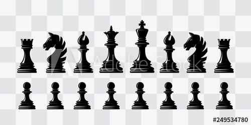 500x250 Chess Piece Icons Board Game Black Silhouettes