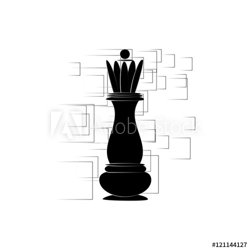 500x500 Chess Queen Icon On An Abstract Background Vector