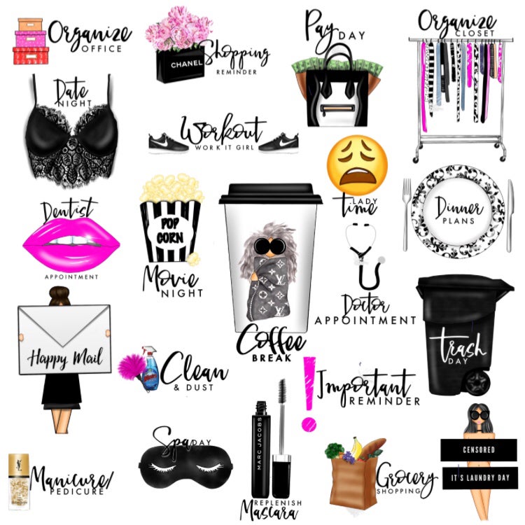 750x750 Set Chic Mini Icon Planner Stickers Paperpanduh