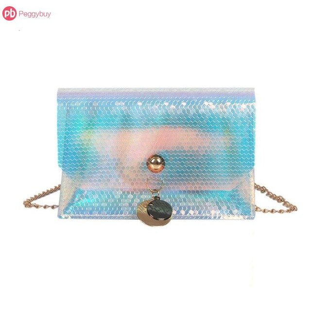 640x640 Transparent Colorful Women Clear Pvc Shoulder Chain Bags Jelly