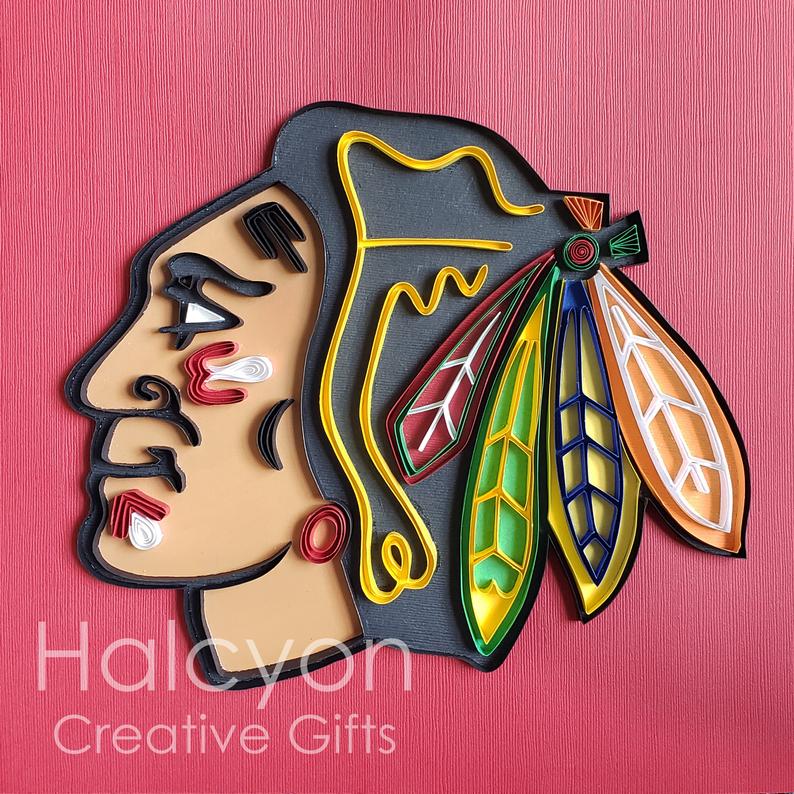 Chicago Blackhawks Logo Quilling Artwork For National Hockey Etsy 794x794 Chicago Blackhawks Logo Quilling Artwork For National Hockey Etsy