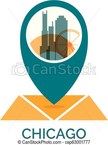 Chicago Map Pin Vector Icon Illustration United States Usa 352x470 Chicago Map Pin Vector Icon Illustration United States Usa