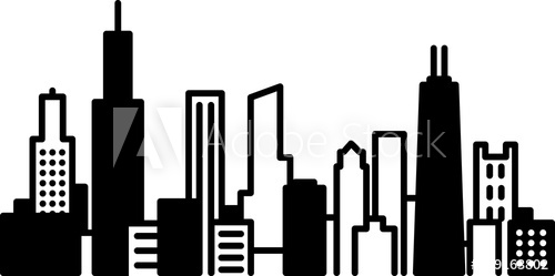 500x249 Simple Icon Illustration Of The Skyline Of The City Of Chicago