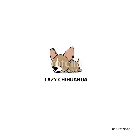 500x500 Lazy Dog, Cute Chihuahua Puppy Sleeping Icon, Logo Design, Vector
