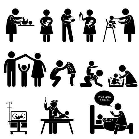 490x490 Nanny Mother Father Baby Child Care Stick Figure Pictogram Icon