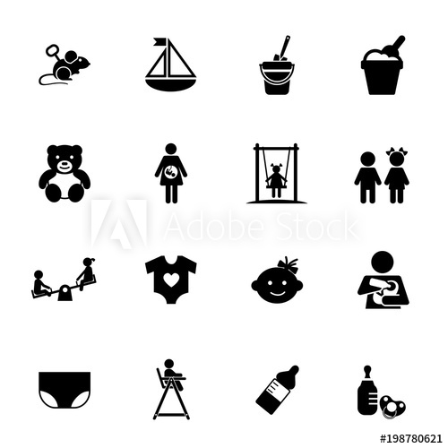 500x500 Childhood Icon Set Can Be Used For Topics Like Kid, Babyhood, Toy
