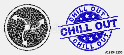 500x221 Pixelated Turbine Rotation Mosaic Icon And Chill Out Seal Blue