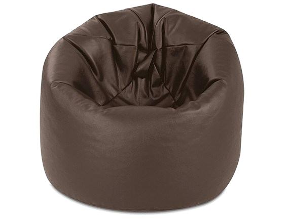 560x435 Real Leather Bean Bag Chill Out Chair With Handle Faux Brown Icon
