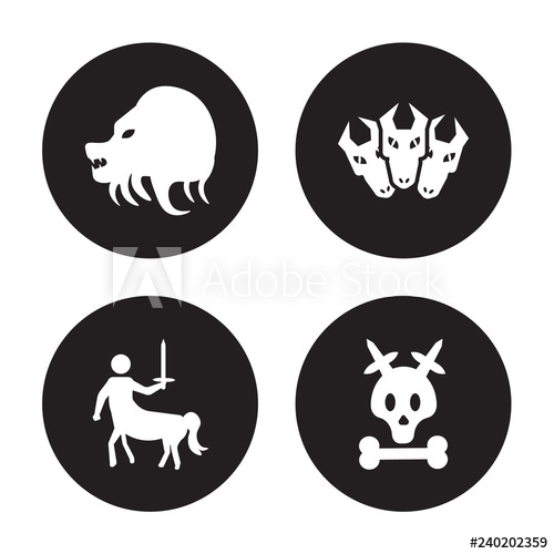 500x500 Vector Icon Set Chimera, Centaur, Cerberus, Caribbean Isolated
