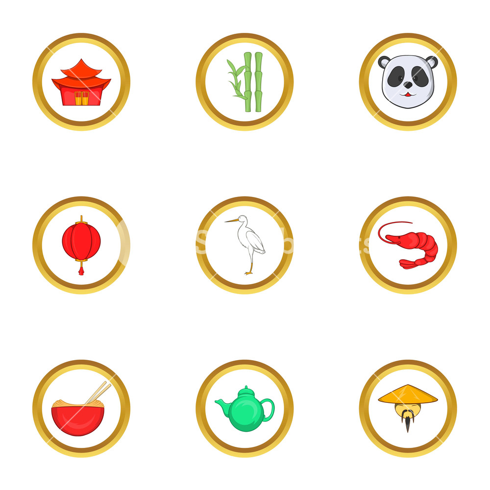 1000x1000 China Icon Set Cartoon Set Of China Icons For Web Isolated