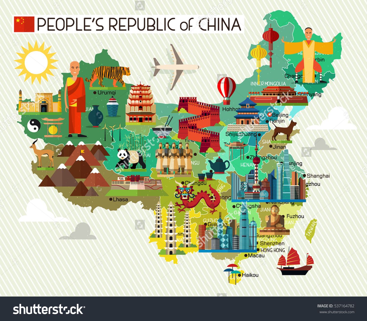 1500x1312 Map Of China And Travel Icons China Travel Map Vector