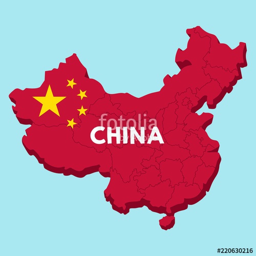 500x500 Icon Of China Map A Map In The Form Of A Chinese Flag Text