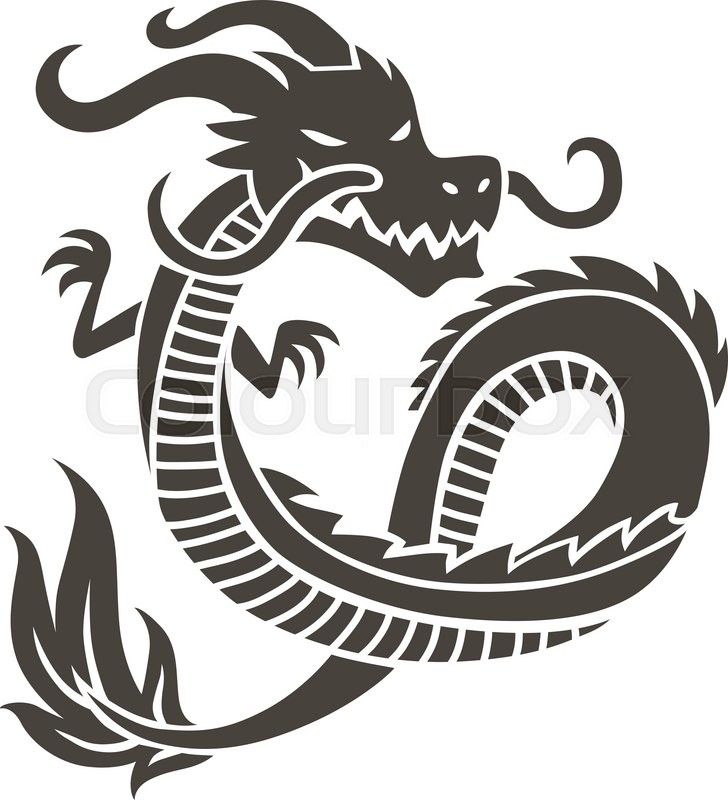 728x800 Dragon Tattoo White Background Vector Stock Vector Colourbox