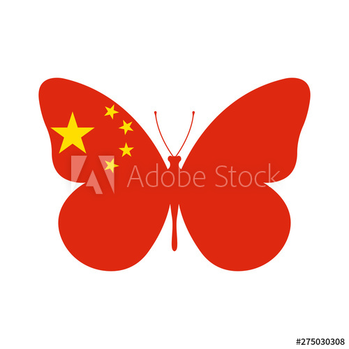 500x500 China Flag Icon In The Shape Of A Butterfly Chinese National