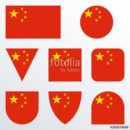 500x500 China Flag Icon Set Chinese Flag Button Or Badge In Different
