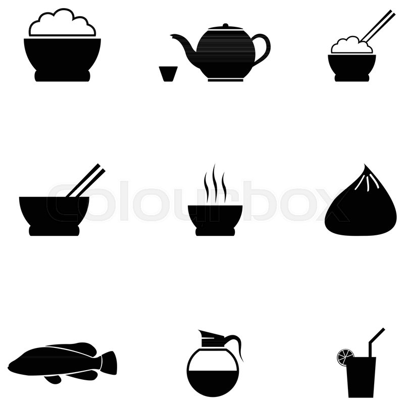 800x800 Chinese Food Icon Set Stock Vector Colourbox