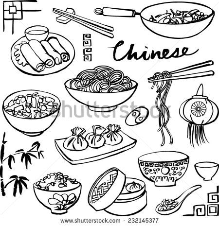 450x465 Chinese Food Icons Vector Doodle Set Quotes Food Icons