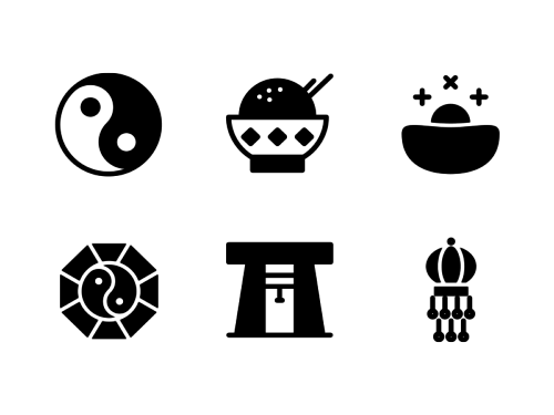 500x375 Vector Chinese New Year Line Icons Set On Round Icons Premium
